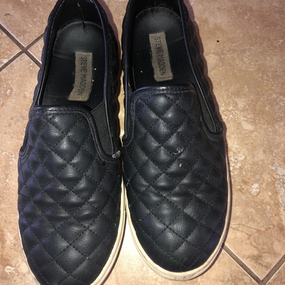 Steve Madden Black Slip Ons